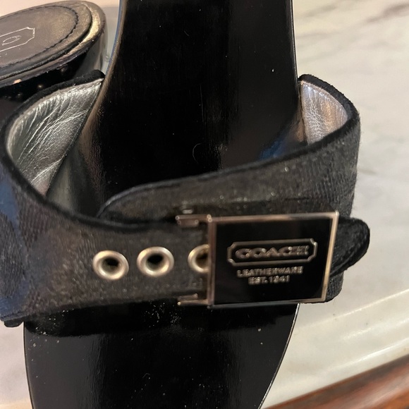 EUC COACH Juliet 12cm Black on Black wooden (clog) slide. Size 6 med. width - Picture 7 of 7